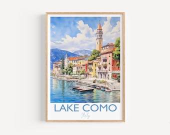 Lake Como Poster, Travel Print of Lake Como, Italy, Venice Gift, Travel Watercolour Gift
