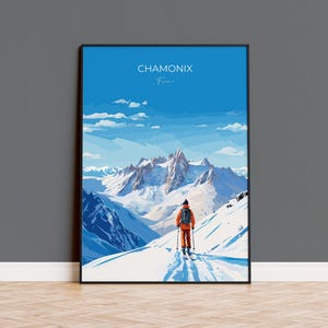 Chamonix Wall Art Travel Print, Travel Poster of Chamonix, Ski Poster, Chamonix Art Gift, France Ski Art Travel Gift