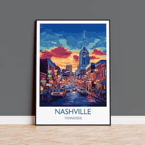Nashville Travel Print Wall Art, Travel Poster of Nashville, Nashville Art Lovers Gift, Tennessee USA Art Gift