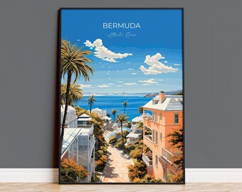 Bermuda Print, Travel Poster of Bermuda, Atlantic Ocean, Bermuda Gift, Bermuda Wall Art Lovers Gift