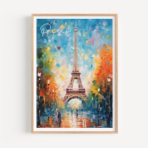 Impresión de la Torre Eiffel de París, póster de viaje de la Torre Eiffel de París, arte abstracto, regalo de arte parisino, Francia, impresión de arte mural