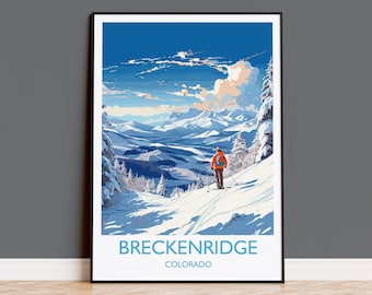 Breckenridge reisposter kunst aan de muur, reisafdruk van Breckenridge, Colorado, VS, Breckenridge kunstliefhebbers cadeau