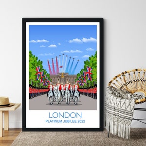 Platinum Jubilee Poster von London, Reisedruck von London, City of London, Buckingham Palace Poster, London Stadtbild