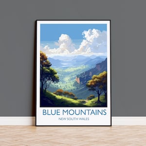 Blue Mountains Poster, Travel Print of Blue Mountains, New South Wales, Blue Mountains Gift, Australia Art Gift