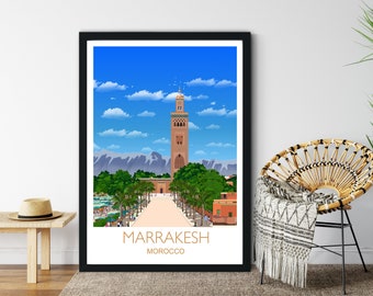 Travel Poster of Marrakesh, Travel Print of Marrakesh, Marrakesh, Morocco, Morocco Travel Poster, Marrakesh Cityscape