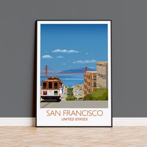 San Francisco Travel Print Wall Art, Travel Poster of San Francisco, San Francisco Art Lovers Gift, USA Travel Poster