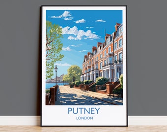 Putney Wall Art Travel Poster, Travel Print of Putney, London Poster, Putney Art Gift, London Art UK Travel Gift