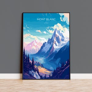 Mont Blanc-print, reisposter van de Mont Blanc, Mont Blanc-cadeau, Alpenkunst, Mont Blanc-cadeau, Wall Art Print