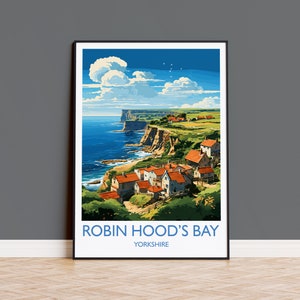 Robin Hoods Bay Druck Reisewandkunst, Reiseplakat von Robin Hoods Bay, Robin Hoods Bay Kunstdruck, Yorkshire Wanddruck, Yorkshire Geschenk