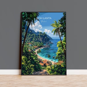 Koh Lanta Reise Poster Wandkunst, Reise Druck von Koh Lanta, Thailand, Koh Lanta Kunstliebhaber Geschenk, Reise Geschenk Kunst