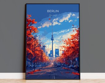 Berlin Travel Poster Wall Art, Travel Print of Berlin, Berlin Art Lovers Gift, Germany Art Gift