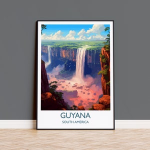 Guyana Travel Print, Travel Poster of Guyana, South America, Guyana Art, Guyana Gift, Wall Art Print