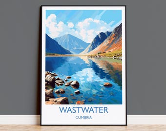Wastwater Travel Poster, Wastwater Travel Print, England, Cumbria Art, Wastwater Gift, Lake District, Wall Art Print