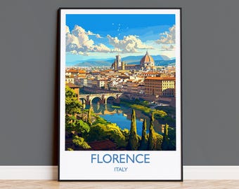 Florence Travel Print Wall Art, Travel Poster of Florence, Florence Art Lovers Gift, Italy, Italy Art Gift