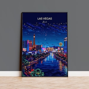 Las Vegas Travel Poster, Travel Print of Las Vegas, Nevada, Las Vegas Art Lovers Gift, USA Gift, Wall Art Print