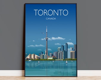 Toronto Travel Poster Print | Toronto Skyline Wall Art | Toronto Art Print | Toronto Canada Cityscape | Toronto Canvas | Travel Wall Decor
