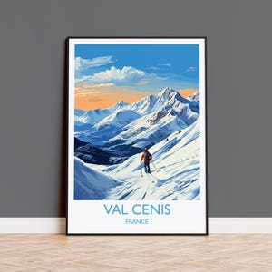 Póster de viaje de Val Cenis para pared, lámina de viaje de Val Cenis, póster de esquí, regalo artístico de Val Cenis, regalo artístico de viaje de esquí en Francia