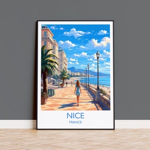 Nizza Reise Poster von Nizza, Frankreich, Schöne Kunst, Nettes Geschenk, Wand Kunst Druck