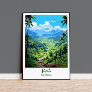 Java Travel Print, Travel Poster of Java, Indonesia, Java Gift, Wall Art Print