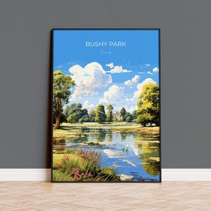 Bushy Park Travel Poster, Travel Print of Bushy Park, Surrey, London,  England, London Art Lovers Gift, Wall Art Print