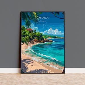 Jamaica Travel Poster, Travel Print of Jamaica, Caribbean, Jamaica Art Lovers Gift, Caribbean Gift, Wall Art Print