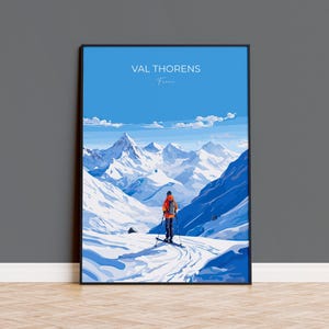 Val Thorens Wall Art Travel Poster, Travel Print of Val Thorens , Ski Poster, Val Thorens  Art Lovers Gift, France Ski Art Travel Gift