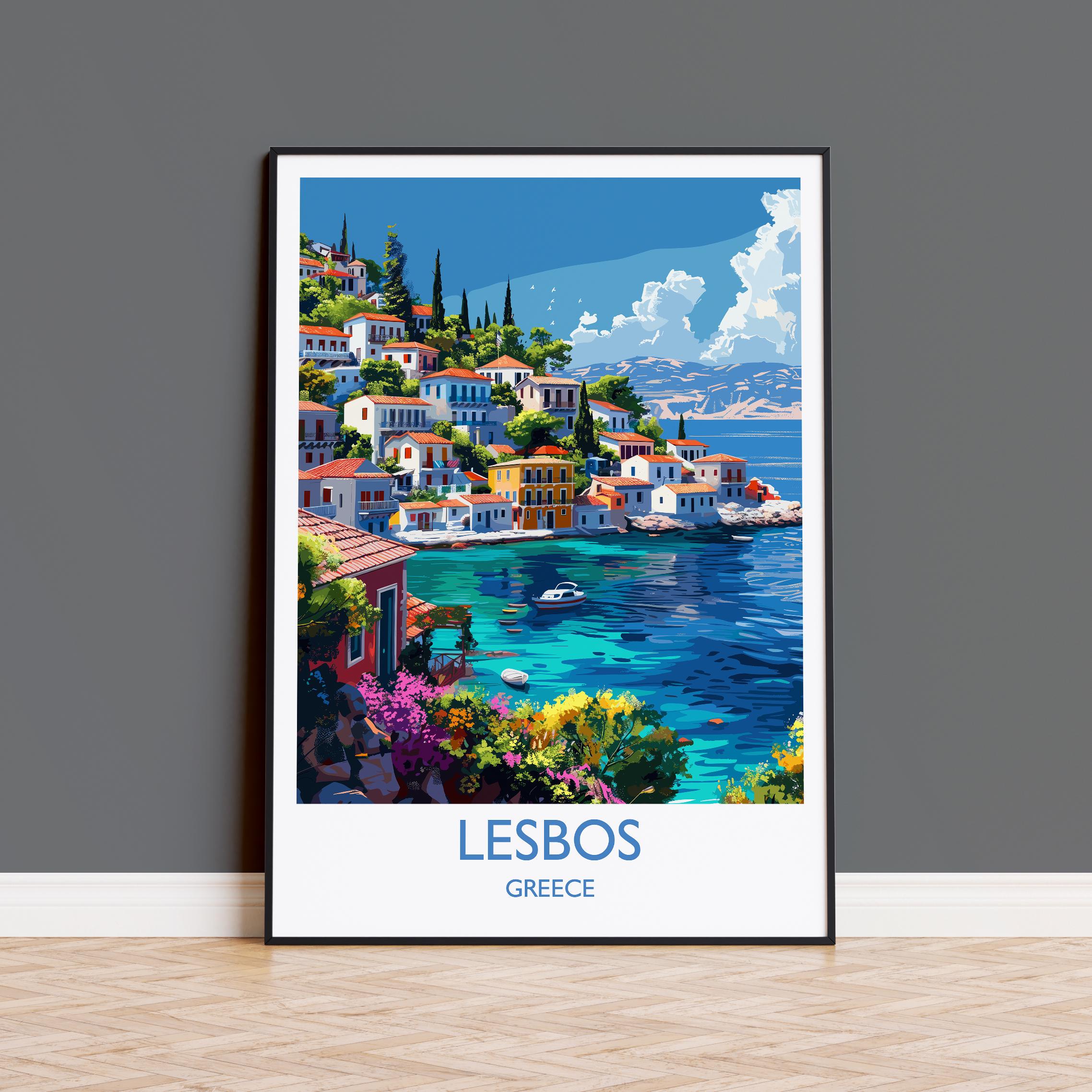 レスボス島旅行プリント、レスボス島旅行ポスター、ギリシャギフト 