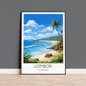 Lombok Travel Print, Travel Poster of Lombok, Indonesia, Lombok Gift, Wall Art Print