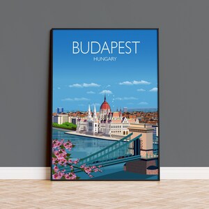 Budapest Travel Poster, Budapest Hungary Print, Travel Print, Custom Budapest Art Print, Hungary Art Lovers Wall Print, Traveller Gift Art