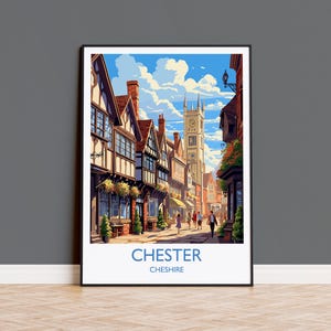 Chester Reisedruck, Chester Reiseplakat, England, Cheshire Kunst, Chester Geschenk, Wand Kunst Druck