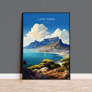 Cape Town Travel Poster, Travel Print of Cape Town,  Cape Town Art Lovers Gift, South Africa Gift, Wall Art Print