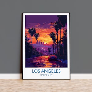 Los Angeles Reisedruck, Reiseplakat von Los Angeles, Kalifornien, Los Angeles Kunstliebhaber Geschenk, USA Geschenk, Wandkunst