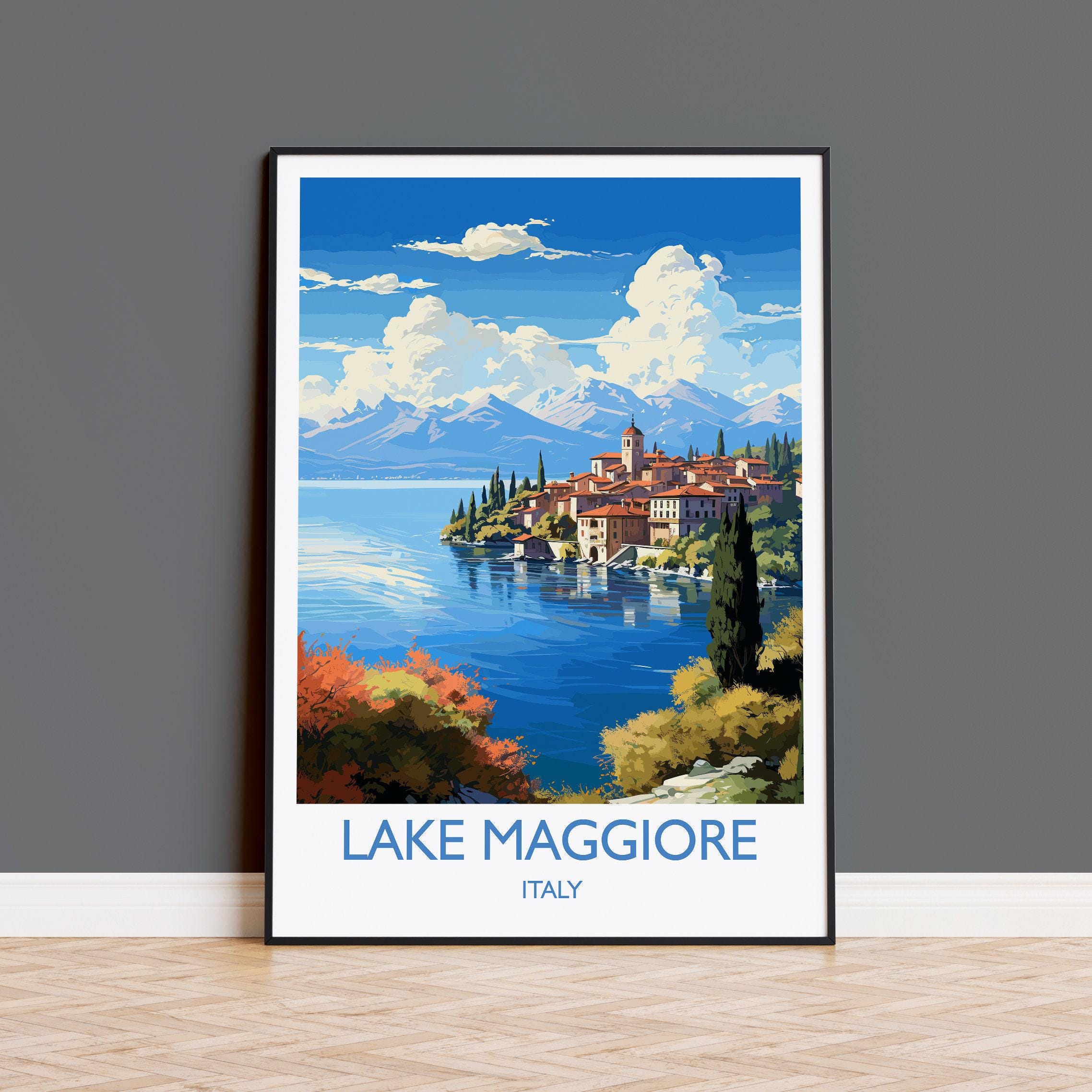 Lake Maggiore Travel Poster Wall Art, Travel Print of Lake
