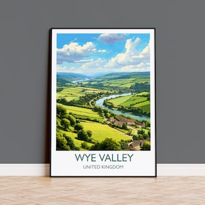 Wye Valley Travel Print, Travel Poster of Wye Valley, UK, Wye Valley Art, Wye Valley Gift, Wall Art Print