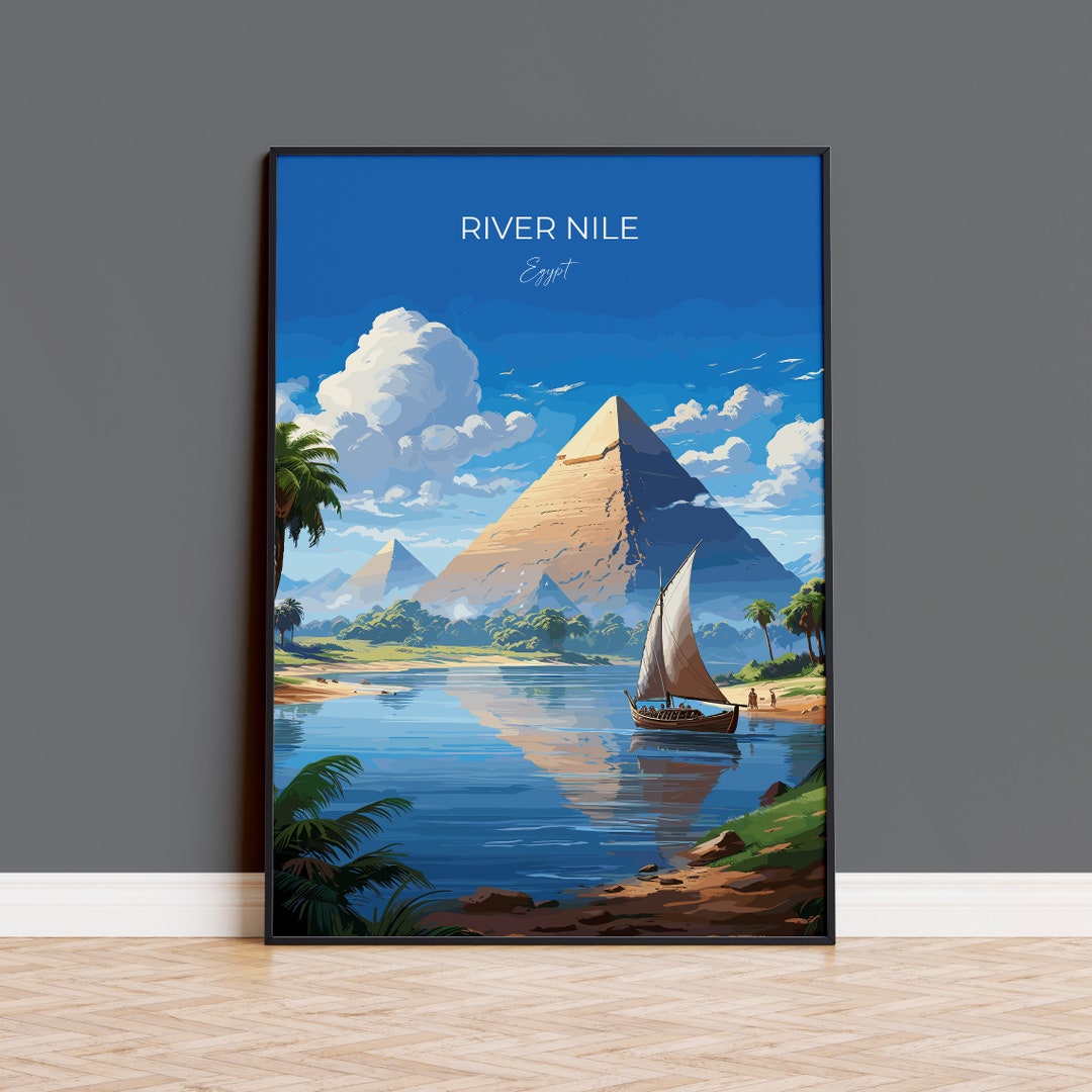 River Nile Travel Poster, Travel Print of River Nile, Egypt Art Lovers ...