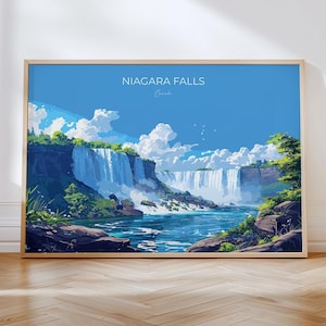 Niagara Falls Travel Poster Wall Art, Landscape Travel Print of Niagara Falls, Niagara Falls Art Lovers Gift, Canada, Travel Wall Art Gift