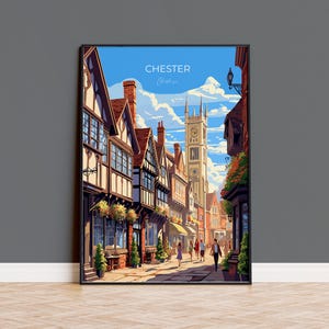 Chester Reisedruck, Chester Reiseplakat, England, Cheshire Kunst, Chester Geschenk, Wand Kunst Druck