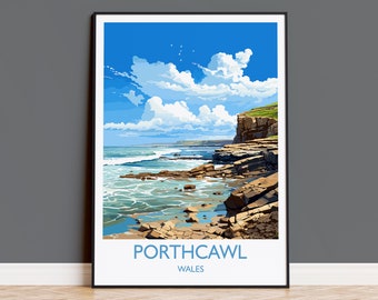 Porthcawl Travel Print Wall Art, Porthcawl Travel Poster, Wales, Welsh Art, Porthcawl Art lovers Gift, Wall Art Print