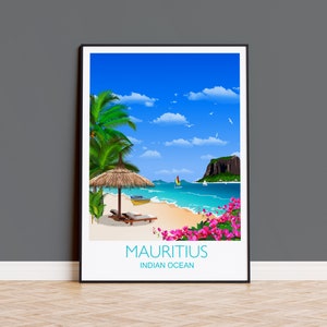 Mauritius Travel Print Wall Art, Travel Poster of Mauritius, Indian Ocean Art, Mauritius Art Lovers Gift, Mauritius Wall Decor