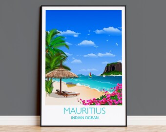 Mauritius Travel Print Wall Art, Travel Poster of Mauritius, Indian Ocean Art, Mauritius Art Lovers Gift, Mauritius Wall Decor