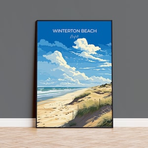 Winterton Beach Print Wandkunst, Reiseplakat von Winterton Beach, Norfolk, England, Winterton Beach Geschenk, Norfolk Kunstgeschenk, Wandkunst