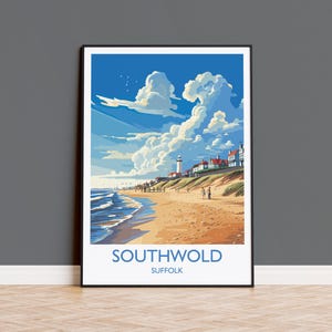 Southwold Reisedruck, Reiseplakat von Southwold, Southwold Kunstliebhaber Geschenk, Suffolk Küste Wandkunst