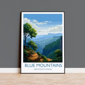 Blue Mountains Poster, Travel Print of Blue Mountains, New South Wales, Blue Mountains Gift, Australia Art Gift