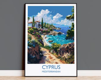 Cyprus Travel Print, Travel Poster of Cyprus, Mediterranean, Cyprus Art Lovers Gift, Cyprus Wall Art