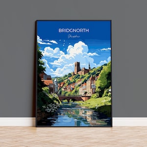 Bridgnorth Travel Print Wall Art, Travel Poster of Bridgnorth, England, Shropshire Art Lovers Gift, Bridgnorth Wall Decor