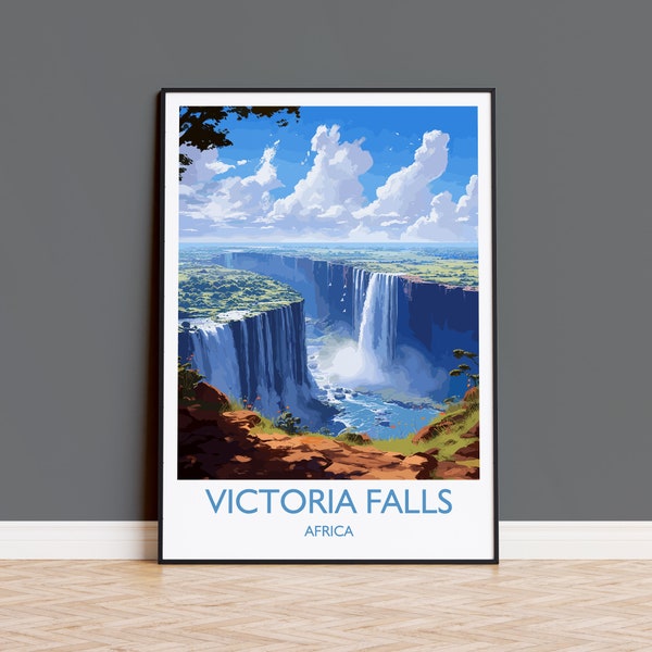 Impression des chutes Victoria, affiche de voyage des chutes Victoria, Zimbabwe, Afrique, cadeau de voyage