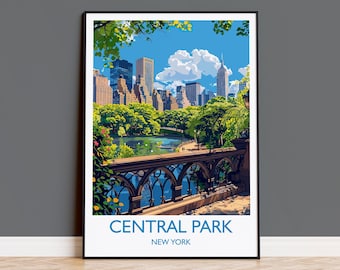 Central Park New York Travel Print Wall Art, Travel Poster of Central Park, New York , New York Art Lovers Gift, USA Art Gift