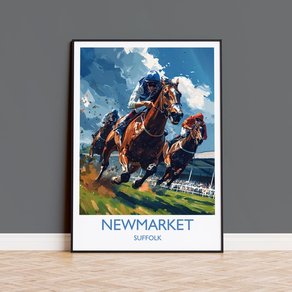 Newmarket Travel Poster Wall Art, Travel Print of Newmarket , Suffolk England, Newmarket Races Art Lovers Gift, England Art Gift