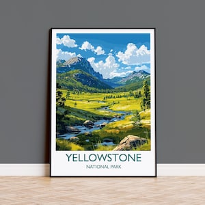 Yellowstone National Park Travel Poster Wall Art, Travel Print of Yellowstone, National Park Art Lovers Gift, Wyoming, USA, Wall Art Gift
