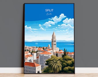 Split Travel Print, Travel Poster of Split, Croatia, Split Art Gift, Wall Art Print
